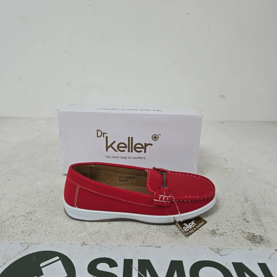 DR KELLER RED LEATHER SLIP-ON SHOES – UK 5