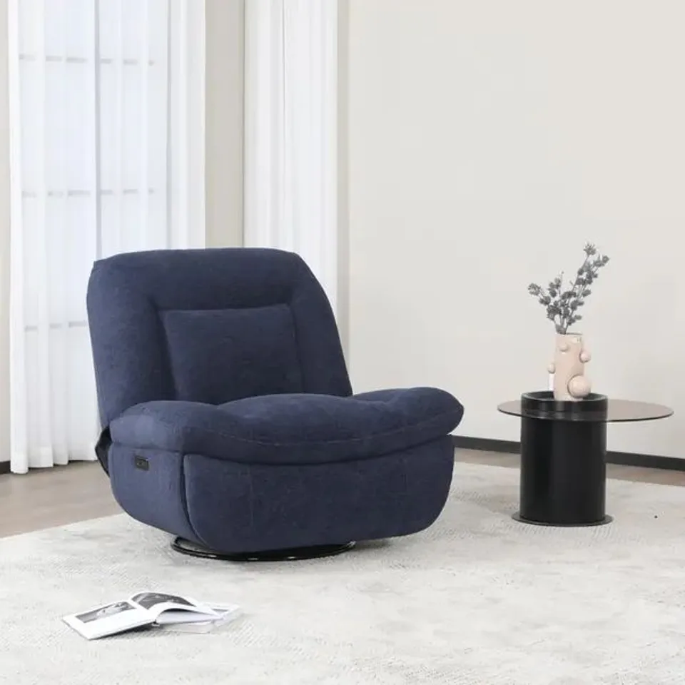 BOXED IMAGE FURNISHINGS EBBA BOUCLE ROCKER RECLINER CHAIR - INDIGO (1 BOX)