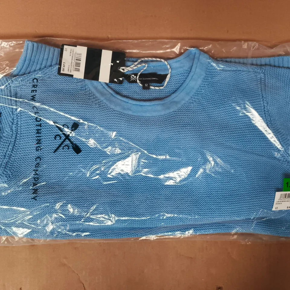 BAGGED CREW CLOTHING COMPANY LAURIE TEXTURED ROLL EDGE COTTON JUMPER IN BLUE SIZE 12