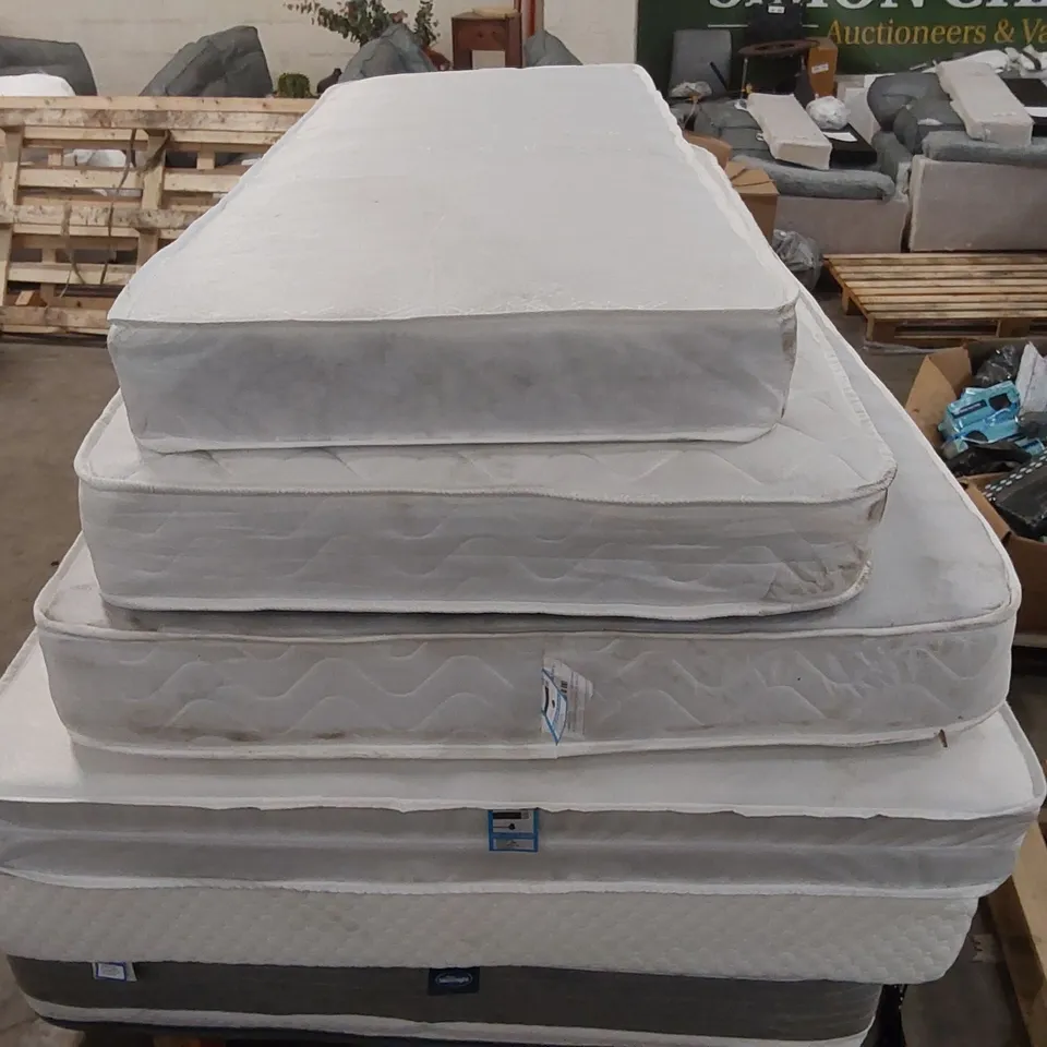 PALLET CONTAINING 6x UNBAGGED MATTRESSES - VARIOUS SIZES, BRANDS, CONDITIONS ECT