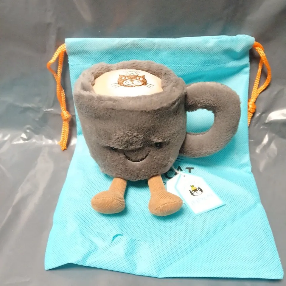 JELLYCAT AMUSEABLES COFFEE CUP PLUSH TOY IN GREY WITH TAGS