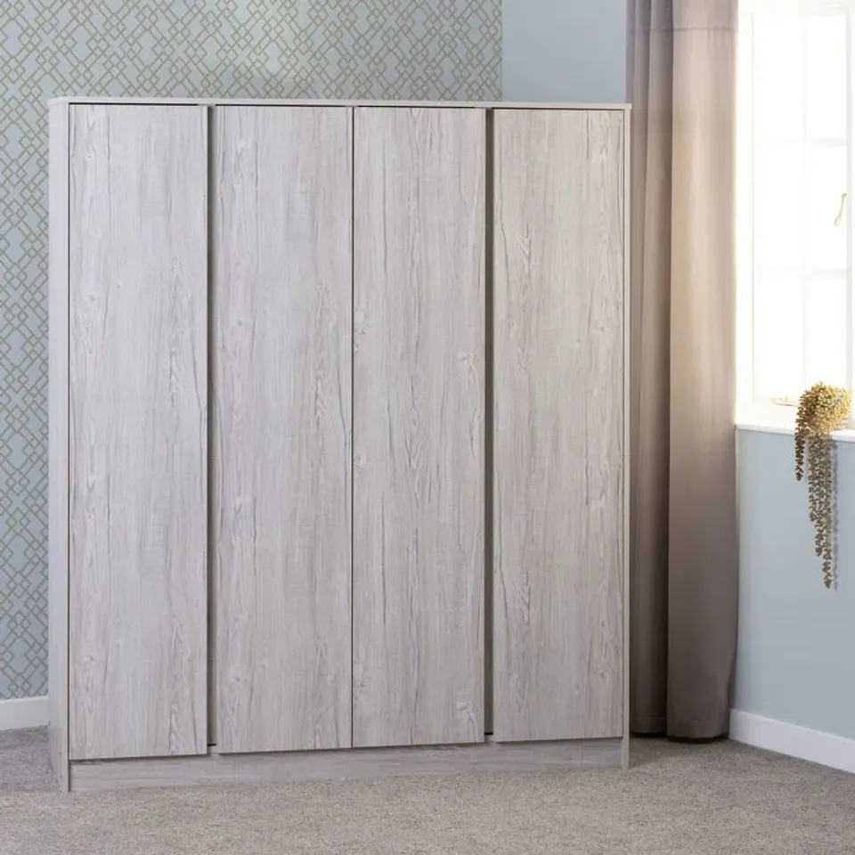 BOXED MALVERN 4 DOOR WARDROBE (3 BOXES)