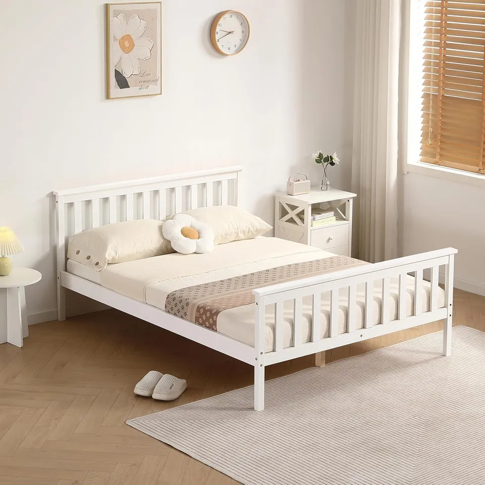 BOXED 4FT6 ATLANTIS HIGH FOOT BED FRAME - WHITE (1 BOX)