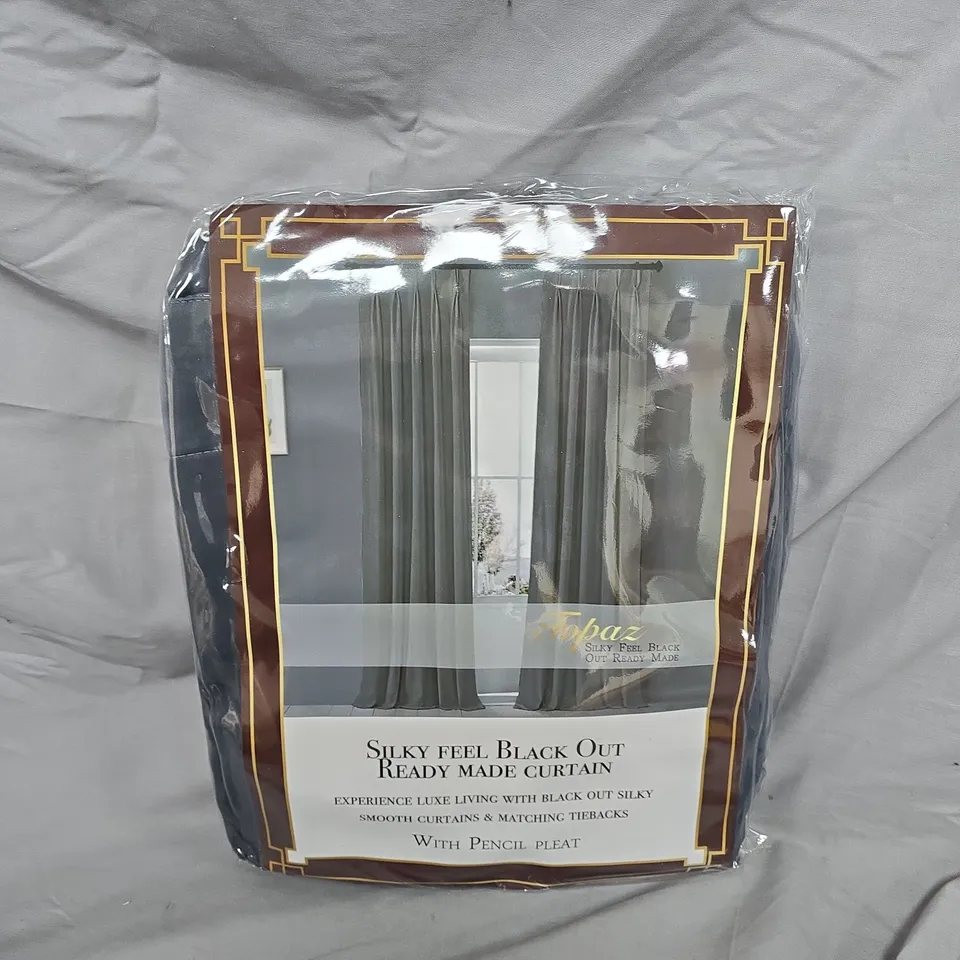 TOPAZ SILKY FEEL BLACKOUT READY MADE CURTAIN – PENCIL PLEAT, DARK NAVY