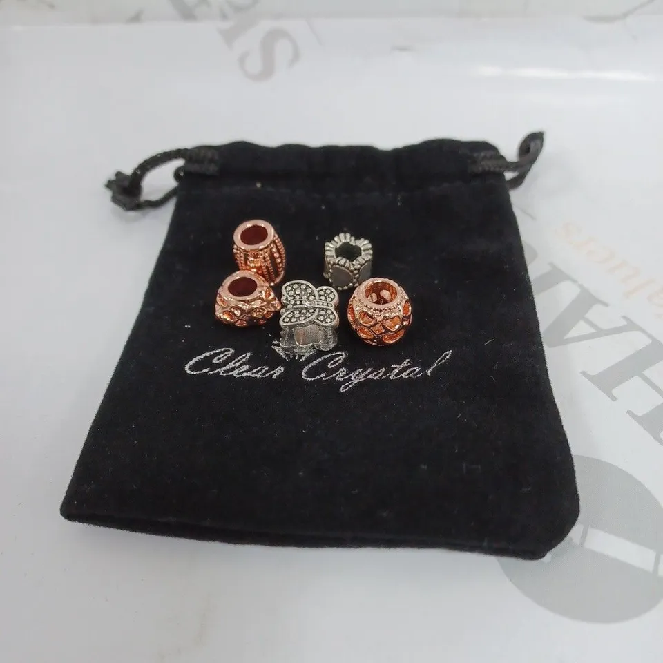 BAG OF 5 CLEAR CRYSTAL CHARMS IN VARIOUS DESIGNS
