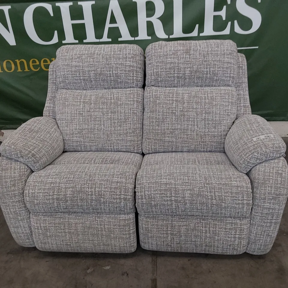 QUALITY BRITISH DESIGNER G PLAN KINGSBURY POWER RECLINING TWO SEATER SOFA SHORE SLATE FABRIC 