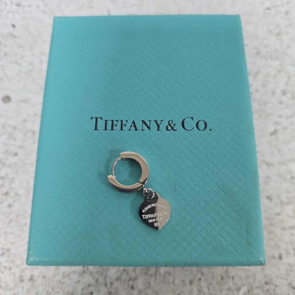 TIFFANY & CO. STERLING SILVER HEART CHARM ON HOOP RING