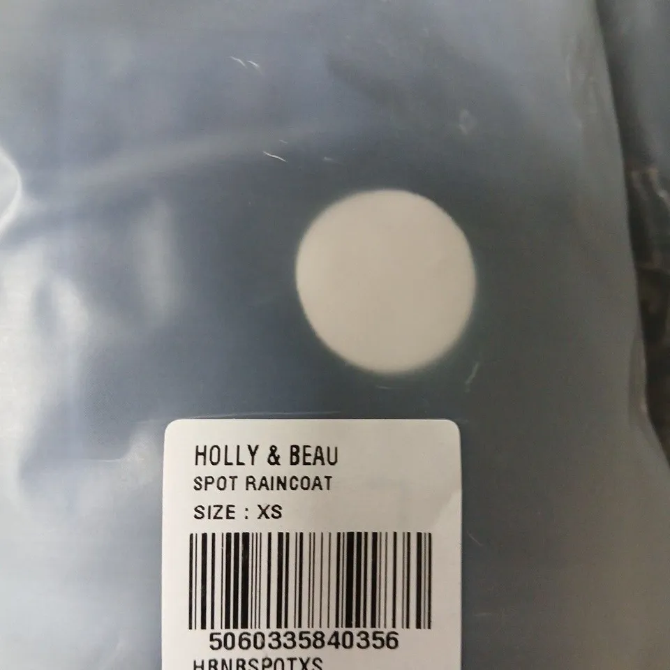 HOLLY & BEAU COLOUR CHANGING SPOT RAINCOAT – WOMEN'S XS, NAVY WITH WHITE POLKA DOTS