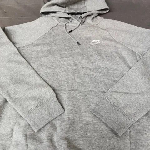 NIKE GREY HOODIE WITH WHITE SWOOSH - M