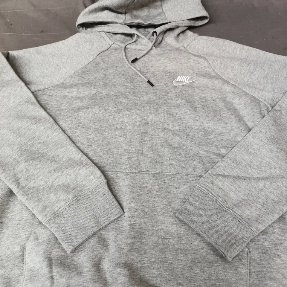 NIKE GREY HOODIE WITH WHITE SWOOSH - M