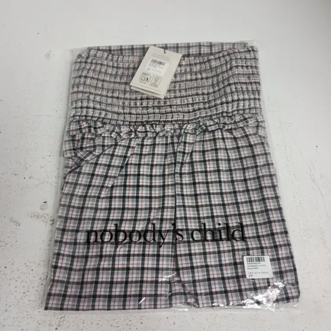 NOBODY'S CHILD RONDA SKIRT – WHITE CHECK, UK 8 (EU 36 US 4)