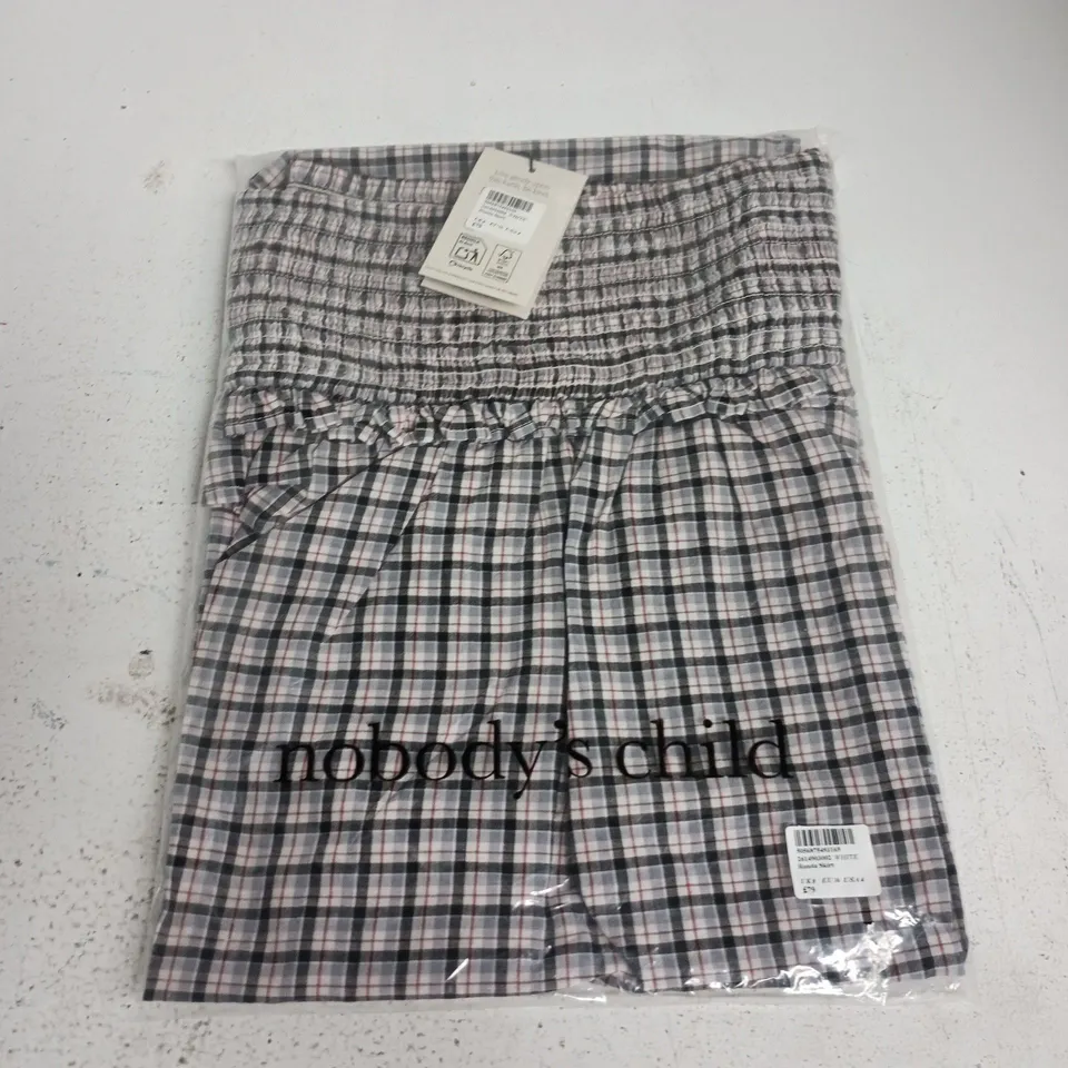 NOBODY'S CHILD RONDA SKIRT – WHITE CHECK, UK 8 (EU 36 US 4)