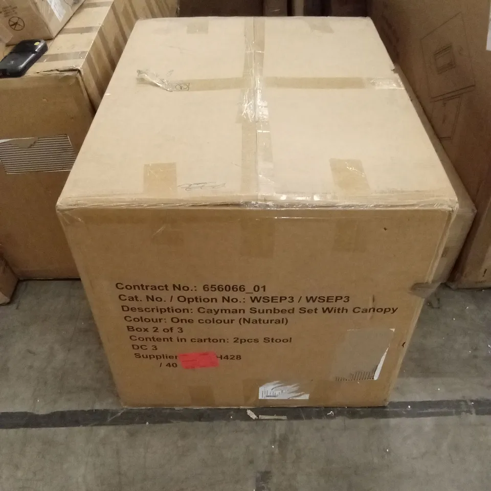 BOXED CAYMAN SET OUT 2 OUTDOOR FOOTSTOOLS // FOOTSTOOLS ONLY (1 BOX) 
