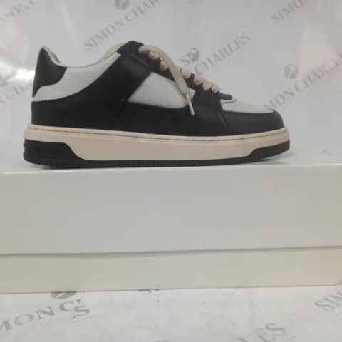 BOXED PAIR OF REPRESENT LEATHER SHOES IN BLACK/WHITE UK SIZE 7