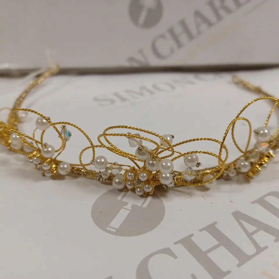 BERKETEX GOLD PEARL TIARA HAIR ACCESSORY 