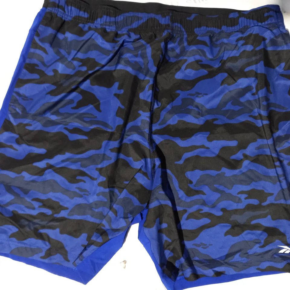 REEBOK SPEEDWICK SHORTS IN BLUE CAMO SIZE XL