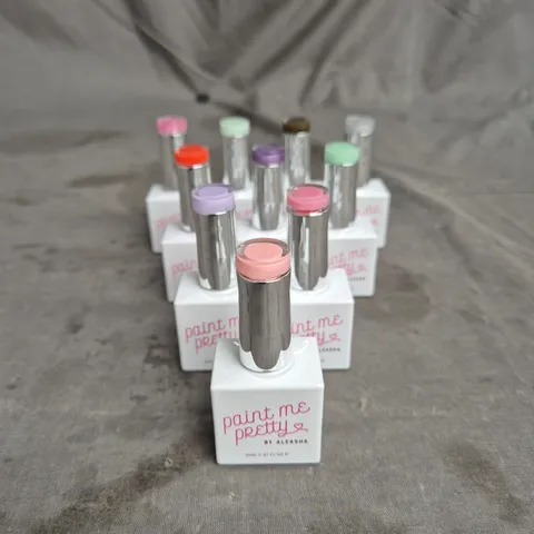 LOT OF 10 PAINT ME PRETTY BY ALEASHA GEL NAIL VARNISH - ASSORTED COLOURS - 20ML