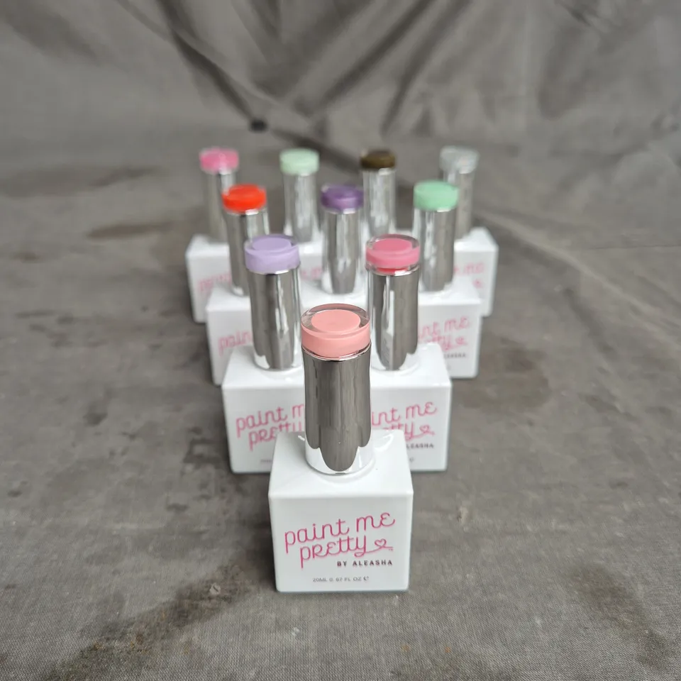LOT OF 10 PAINT ME PRETTY BY ALEASHA GEL NAIL VARNISH - ASSORTED COLOURS - 20ML