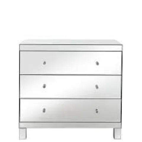 BOXED PARISIAN 3-DRAWER WIDE MIRRORED CHEST (1 BOX) 