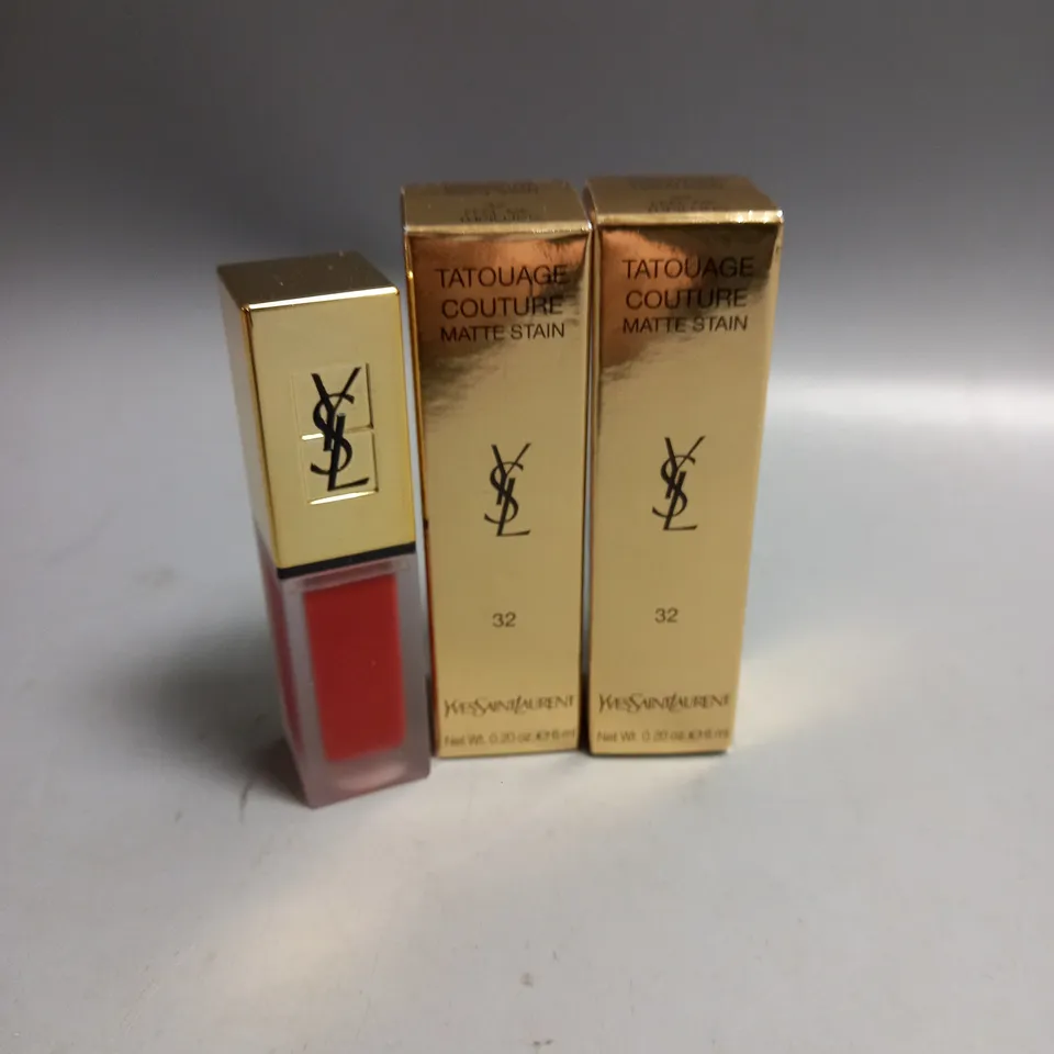 BOXED LOT OF 2 YVES SAINT LAURENT MATTE LIP STAIN FEEL ME THRILLING 6ML