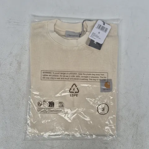 BAGGED CARHARTT SHORT SLEEVE NELSON WAFFLE T-SHIRT IN NATURAL SIZE SMALL