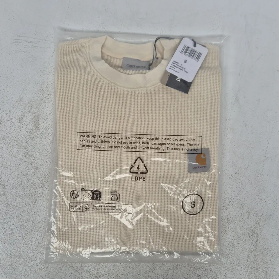 BAGGED CARHARTT SHORT SLEEVE NELSON WAFFLE T-SHIRT IN NATURAL SIZE SMALL