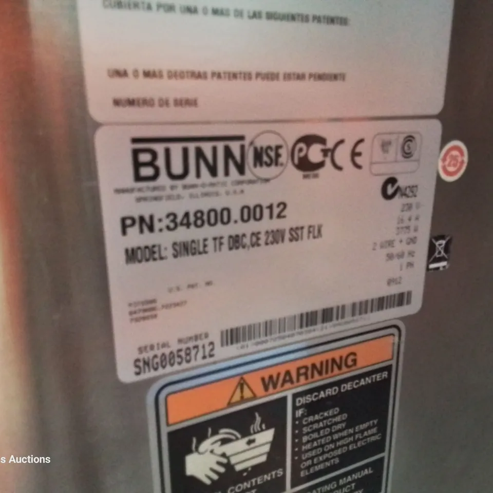 BUNN SINGLE TF COMMERCIAL COFFEE BREWER