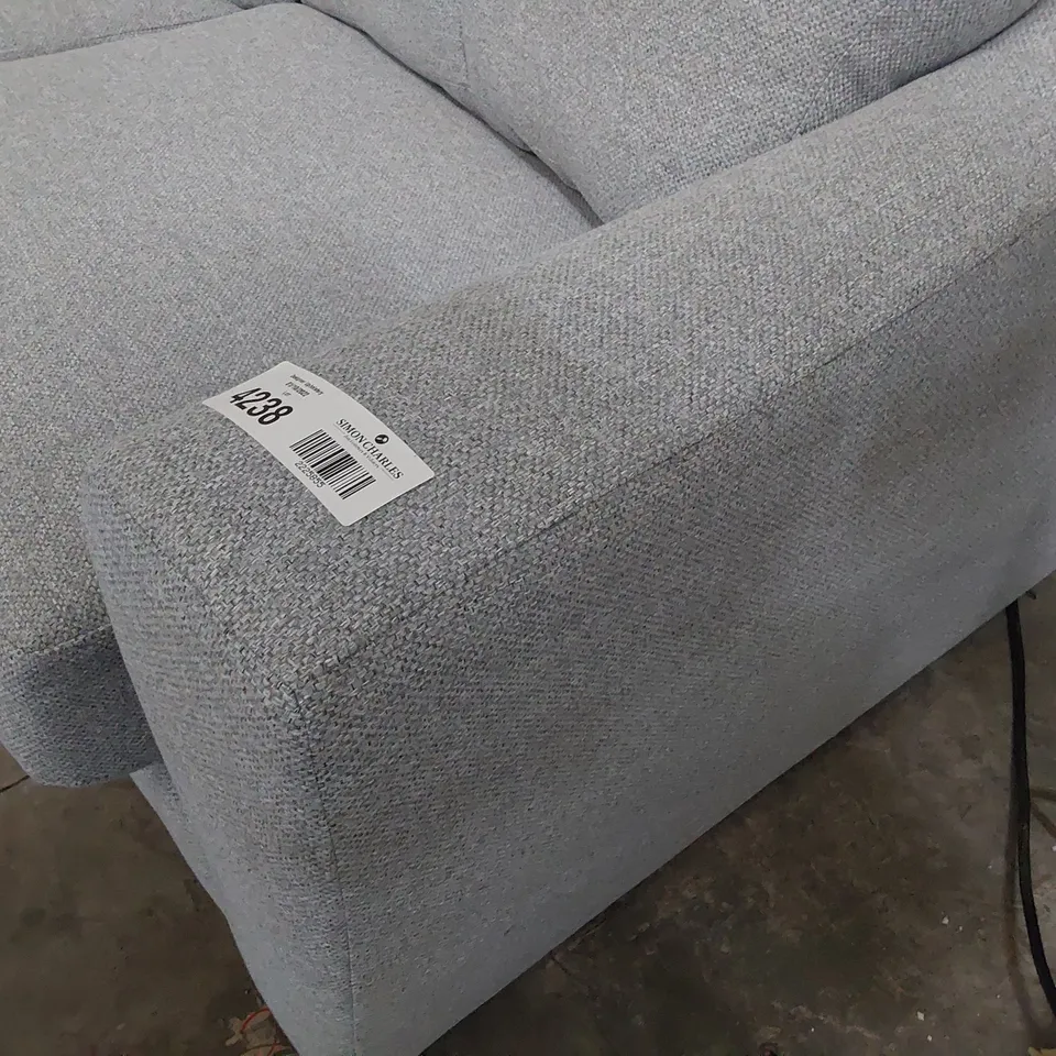 DESIGNER THREE SEATER SOFA LIGHT GREY FABRIC 
