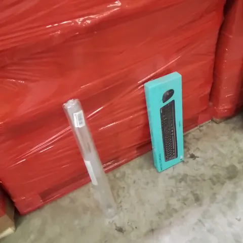 PALLET OF ASSORTED HOUSEHOLD GOODS AND PRODUCTS TO INCLUDE;KEYBOARD,MOUSE,PVC TABLE CLOTH 