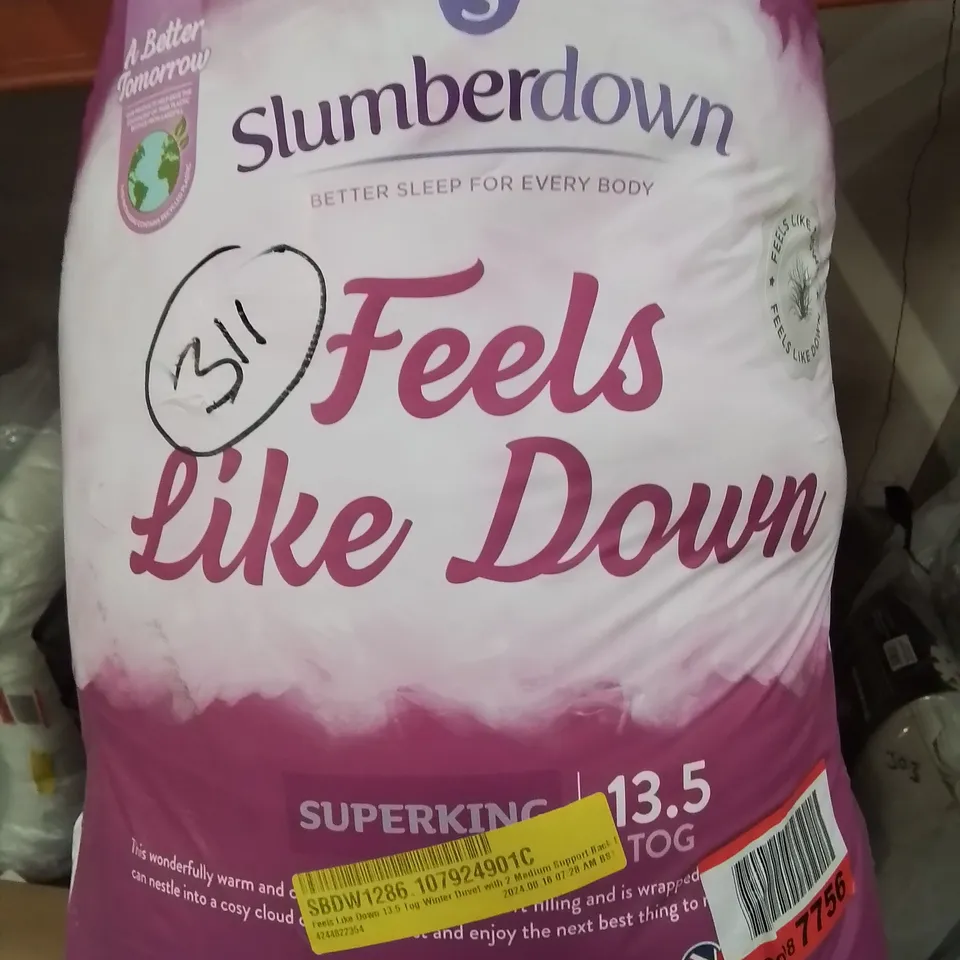 BAGGED SLUMBERDOWN 13.5TOG WINTER DUVET WITH 2 SUPPORT PILLOWS