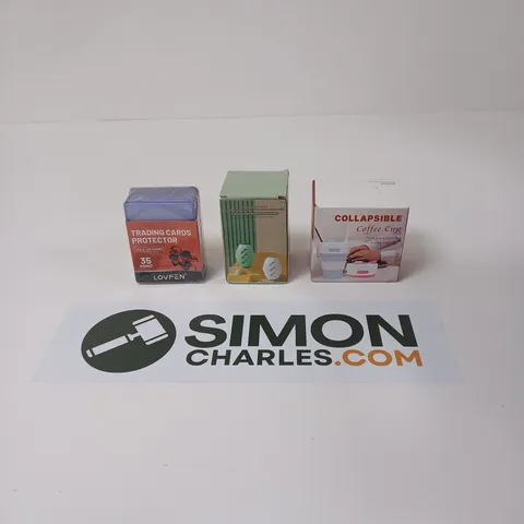 APPROXIMATELY 15 ASSORTED HOUSEHOLD PRODUCTS TO INCLUDE TRADING CARDS PROTECTOR,WASHABLE HAIR STICKING MACHINE, COLLAPSABLE COFFEE CUP ETC - COLLECTION ONLY 