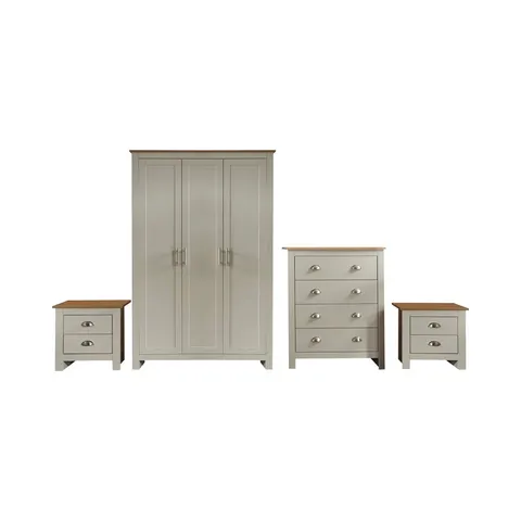 BOXED KENNETH 4 PIECE BEDROOM SET - CREAM (4 BOXES)