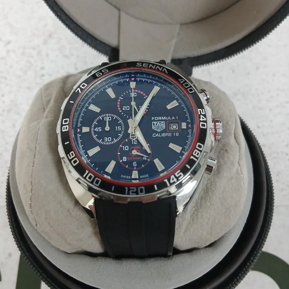 TAG HEUER FORMULA 1 CALIBRE 16 SENNA CHRONOGRAPH WATCH – BOXED