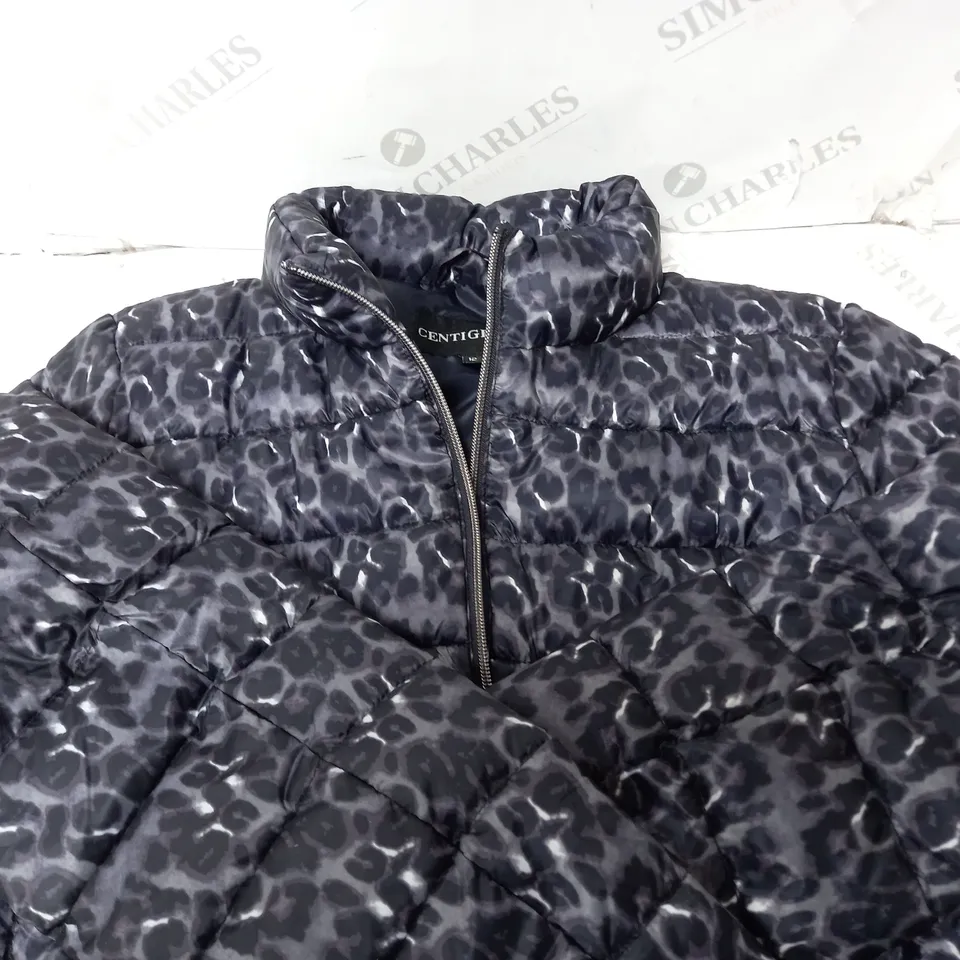 CENTIGRADE SHORT PADDED COAT BLUE LEOPARD SIZE 12