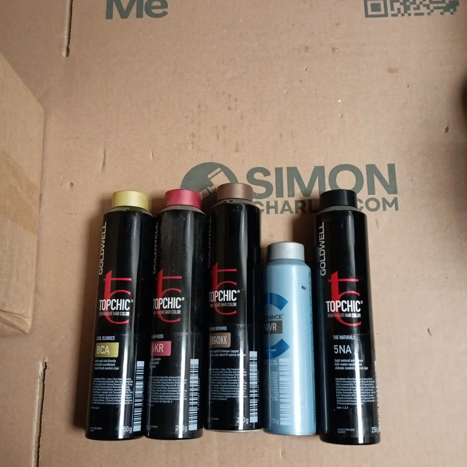 BOX OF APPROXIMATELY 20 ASSORTED GOLDWELL TOPCHIC PERMANENT HAIR COLOR SPRAY