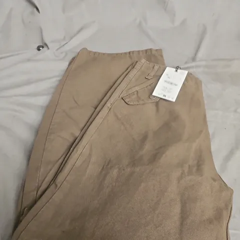 ZARA KHAKI CHINOS-STYLE TROUSERS – BROWN SIZE 8