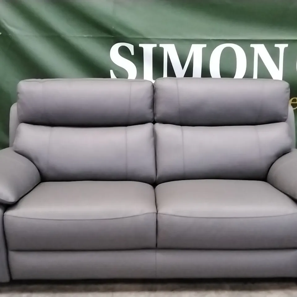 QUALITY ITALIAN DESIGNER PATRIZIO 3 SEATER SOFA - GREY ANTHRACITE LEATHER