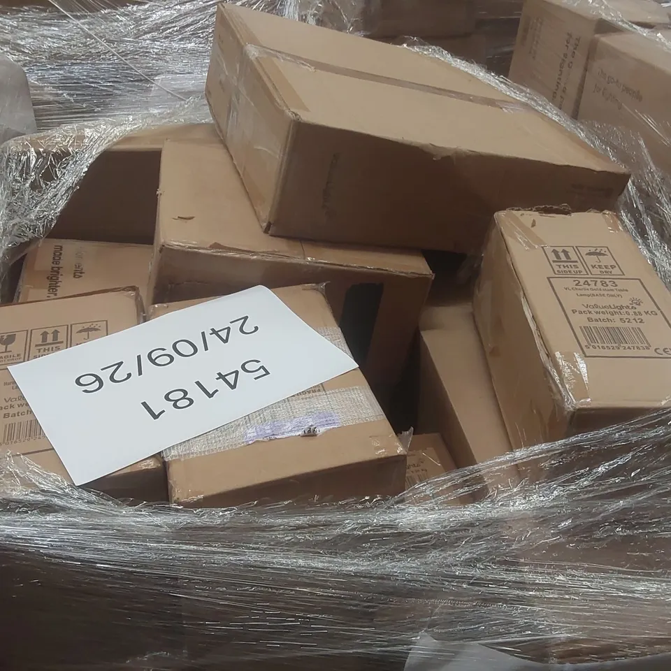 PALLET CONTAINING A VERY LARGE QUANTITY OF ASSORTED DESIGNER LIGHTING PRODUCTS
