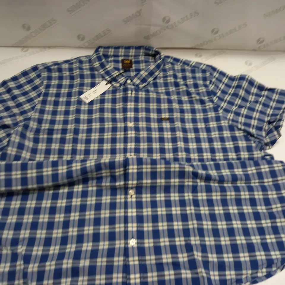 LEE BLUE CHECK SHORT SLEEVE SHIRT - 4XL