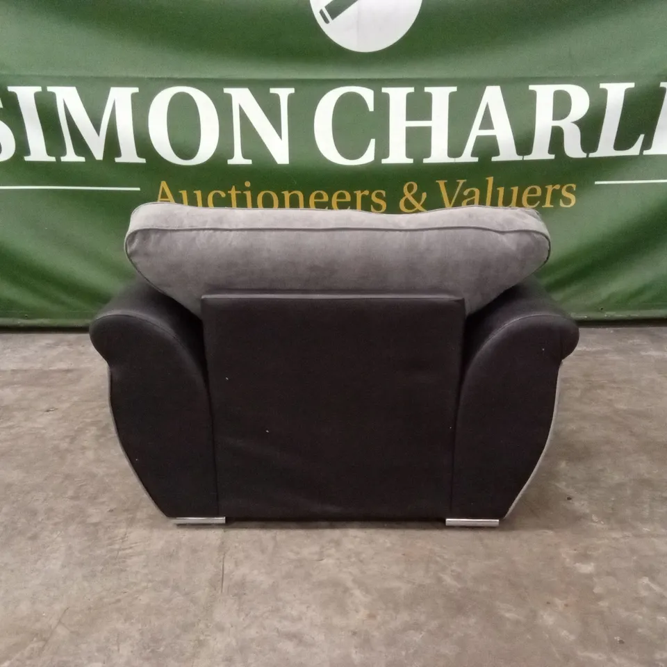 DANUBE FABRIC/FAUX LEATHER ARMCHAIR RRP £499