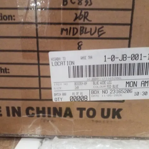 BOX CONTAINING APPROXIMATELY 8X BRAND NEW SIMPLY BE BLUE WIDE LEG - COLOUR MID BLUE - SIZE 26R