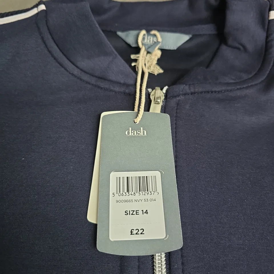 DASH WOMEN'S NAVY ZIP-THROUGH JACKET – UK SIZE 14