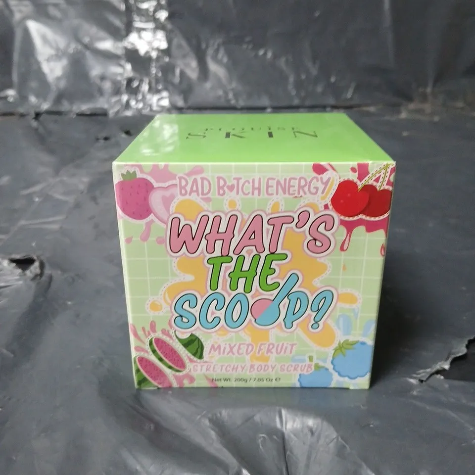 SEALED PLOUISE SKIN WHAT'S THE SCOOP MIXED FRUIT STRETCHY BODY SCRUB - 200G