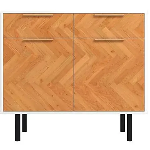 BRAND NEW BOXED OUT & OUT DALLAS WHITE PARQUET SIDEBOARD L.90 X D.38 X H.80.5cm