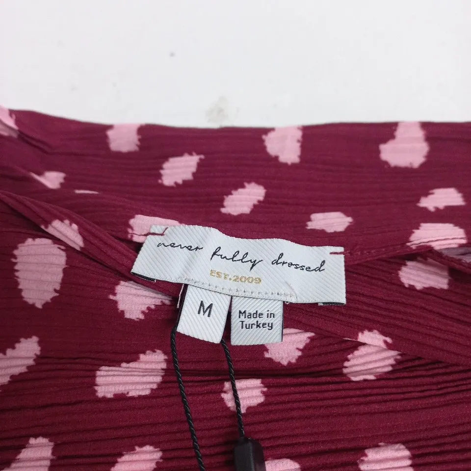 NEVER FULLY DRESSED BURGUNDY DEER MILLY DRESS MEDIUM TAGGED