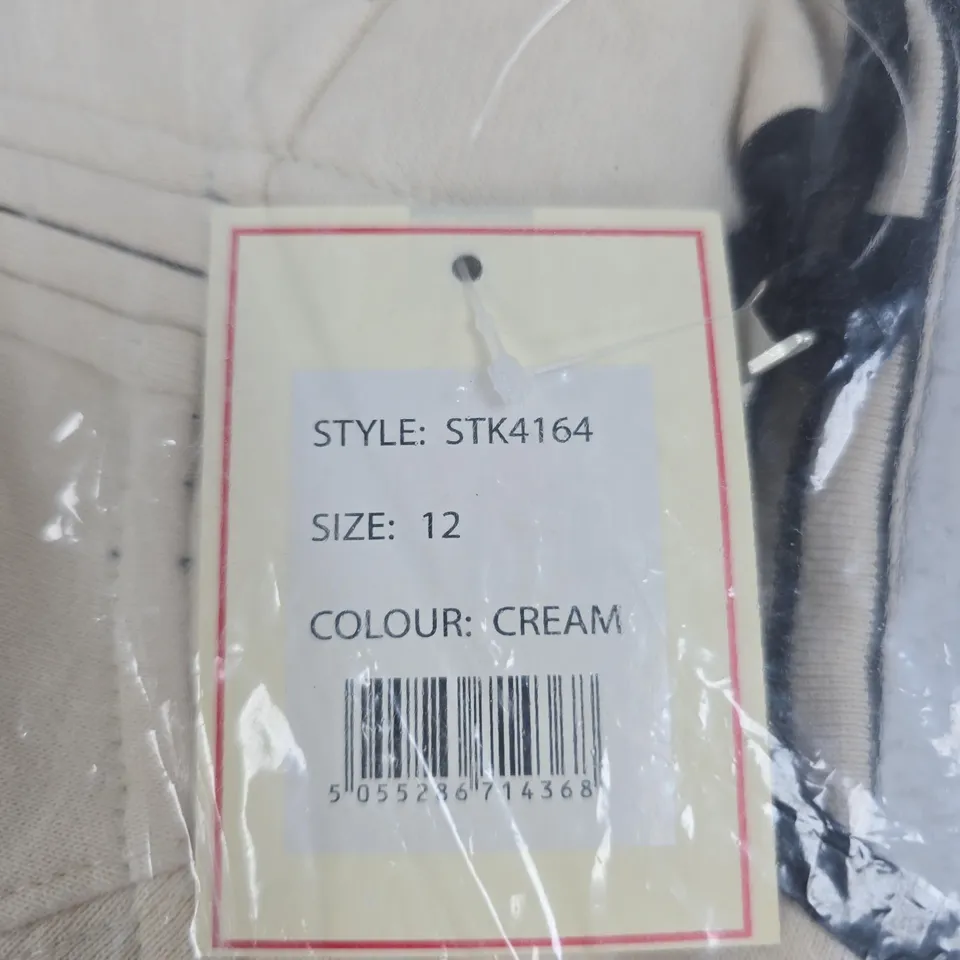 ARCTIC STORM CREAM ZIP-FRONT TOP, UK SIZE 12, STYLE STK4164