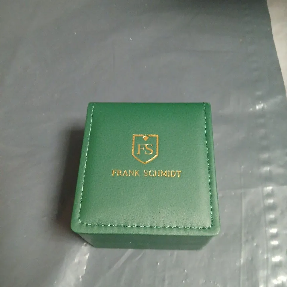 FRANK SCHMIDT WRISTWATCH WITH GREEN DIAL – BLACK LEATHER STRAP, IN GREEN FS PRESENTATION BOX 