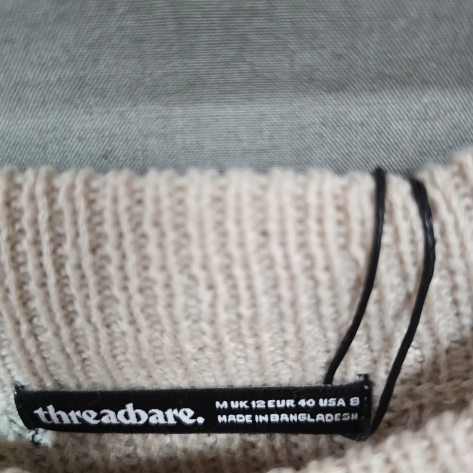 THREADBARE LADIES CHLOE JUMPER – CREAM KNIT, UK 12