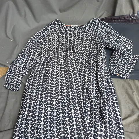 WHITE STUFF WOMEN'S DRESS – BLACK & WHITE GEOMETRIC PRINT, UK 14R