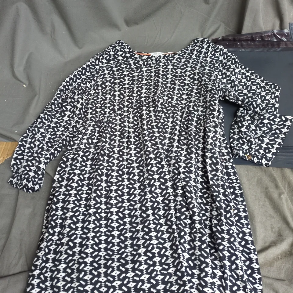 WHITE STUFF WOMEN'S DRESS – BLACK & WHITE GEOMETRIC PRINT, UK 14R